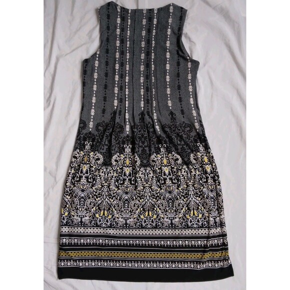 Perceptions New York Black White Yellow Dress Pleated Sleeveless Career Size 8 - Picture 7 of 10